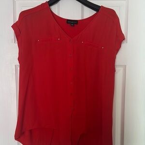Red Button-Up Blouse